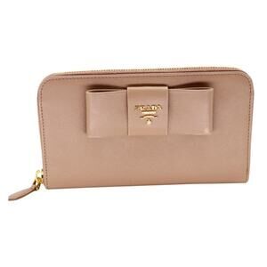 Prada Saffiano Peonia Fiocco Bow Zip Around Wallet GG-W1217P-0008